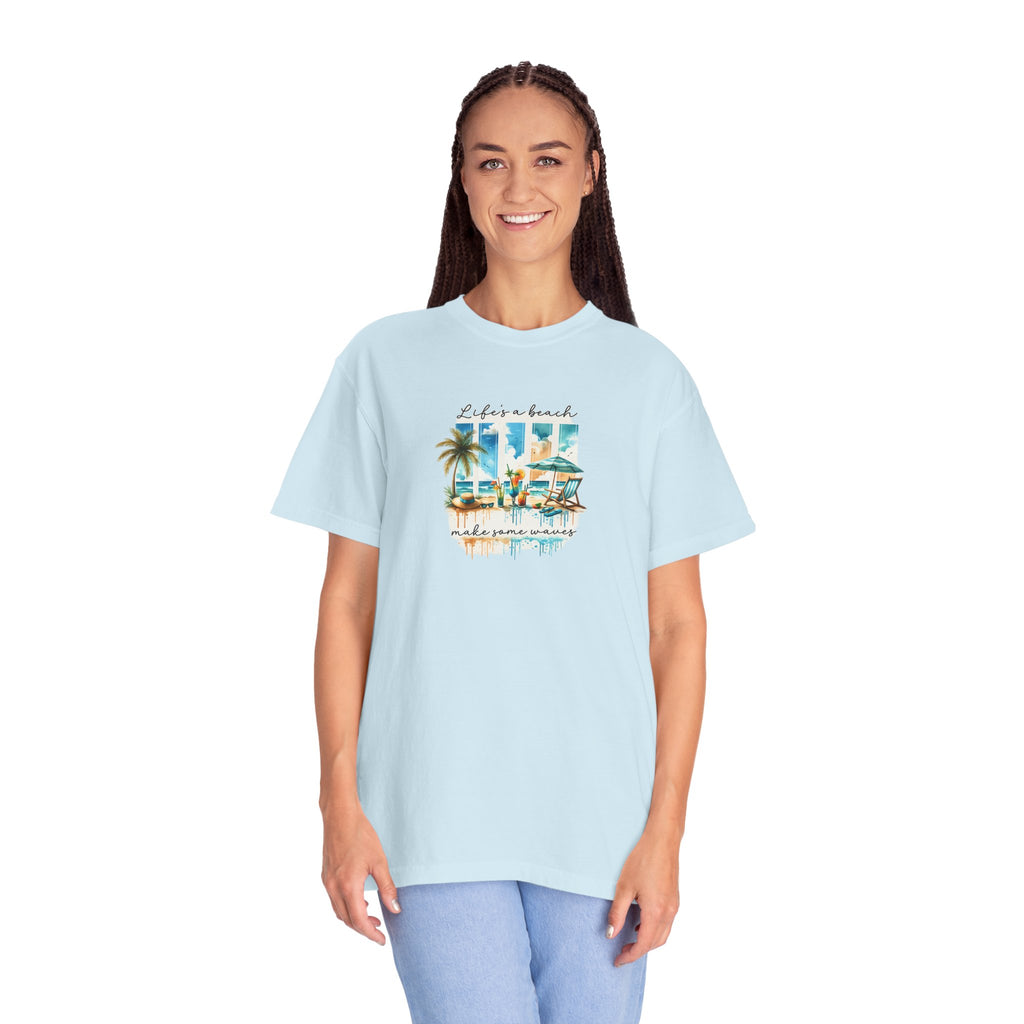 Beach Vibes T-Shirt — "Life's a Beach" Retro Palm & Surf Graphic