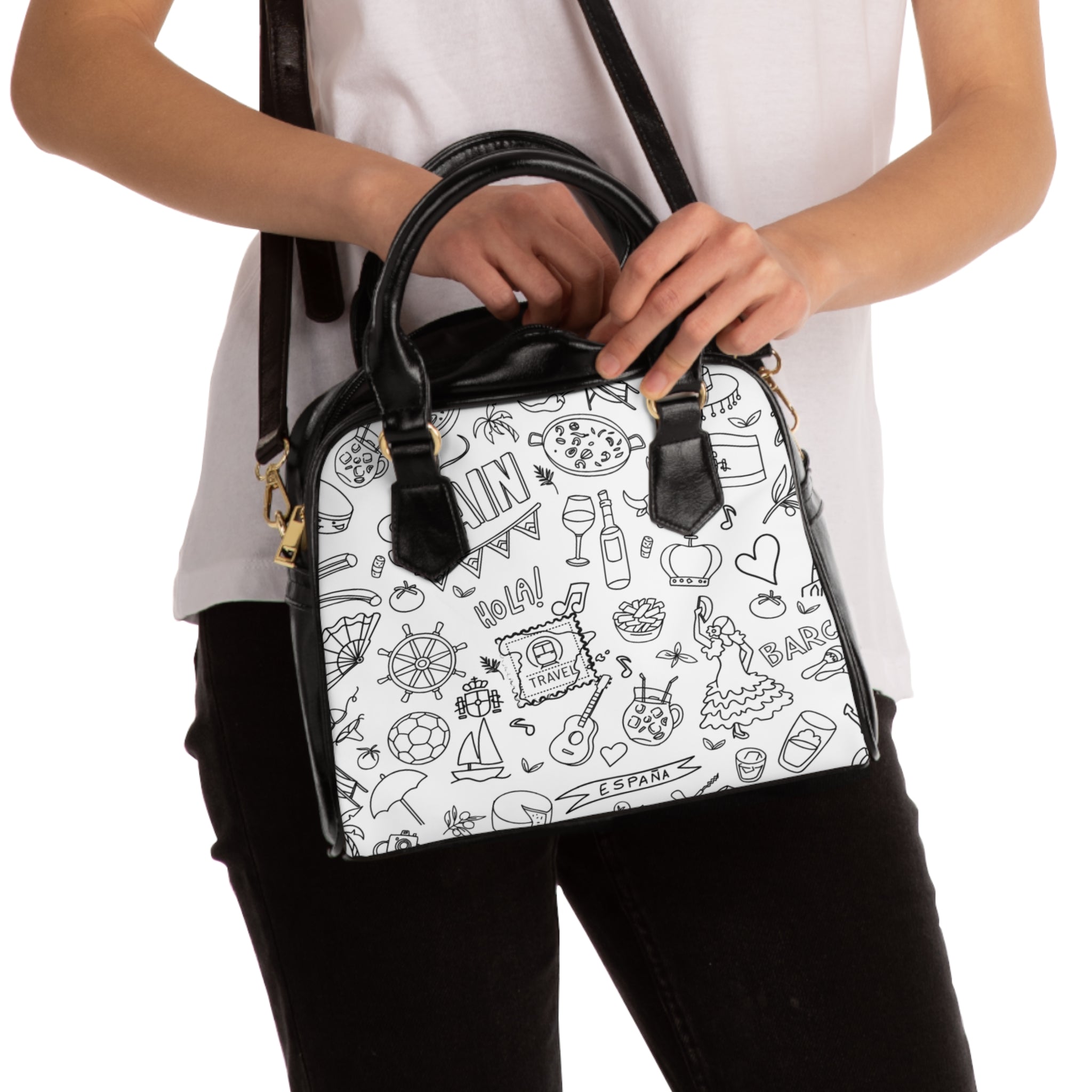 Shoulder Handbag - White 'Colorful Summer Pattern 1' - Fun Beach Bag, Cute Tote for Vacation, Travel Essentials, Stylish Everyday Purse, Perfect Gift