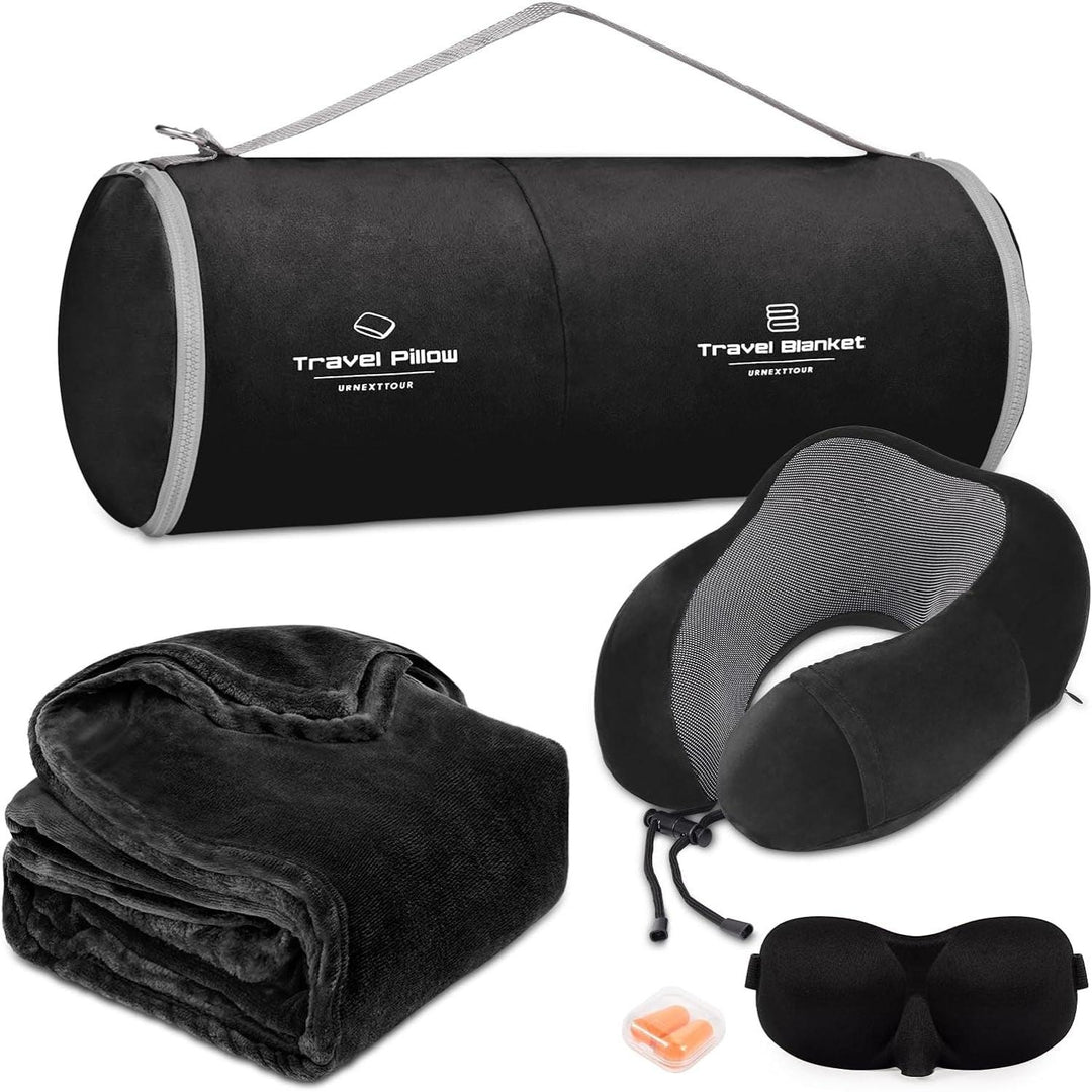 Travel Pillow and Blanket Set Neck Pillows Travel Essentials - BonVoyage