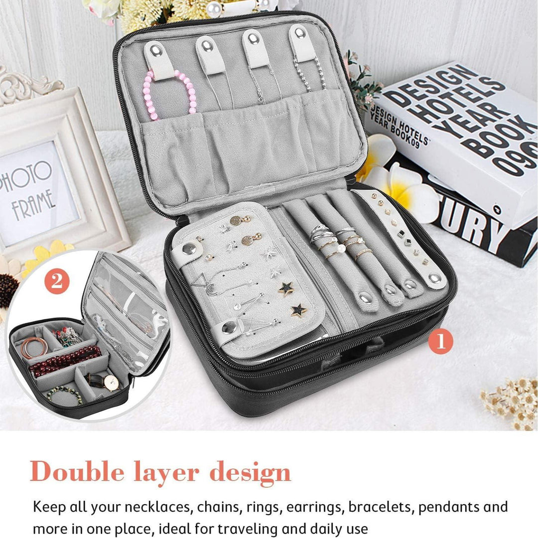 Travel Jewelry Case Organizer Bag, Soft Padded Double Layer - BonVoyage