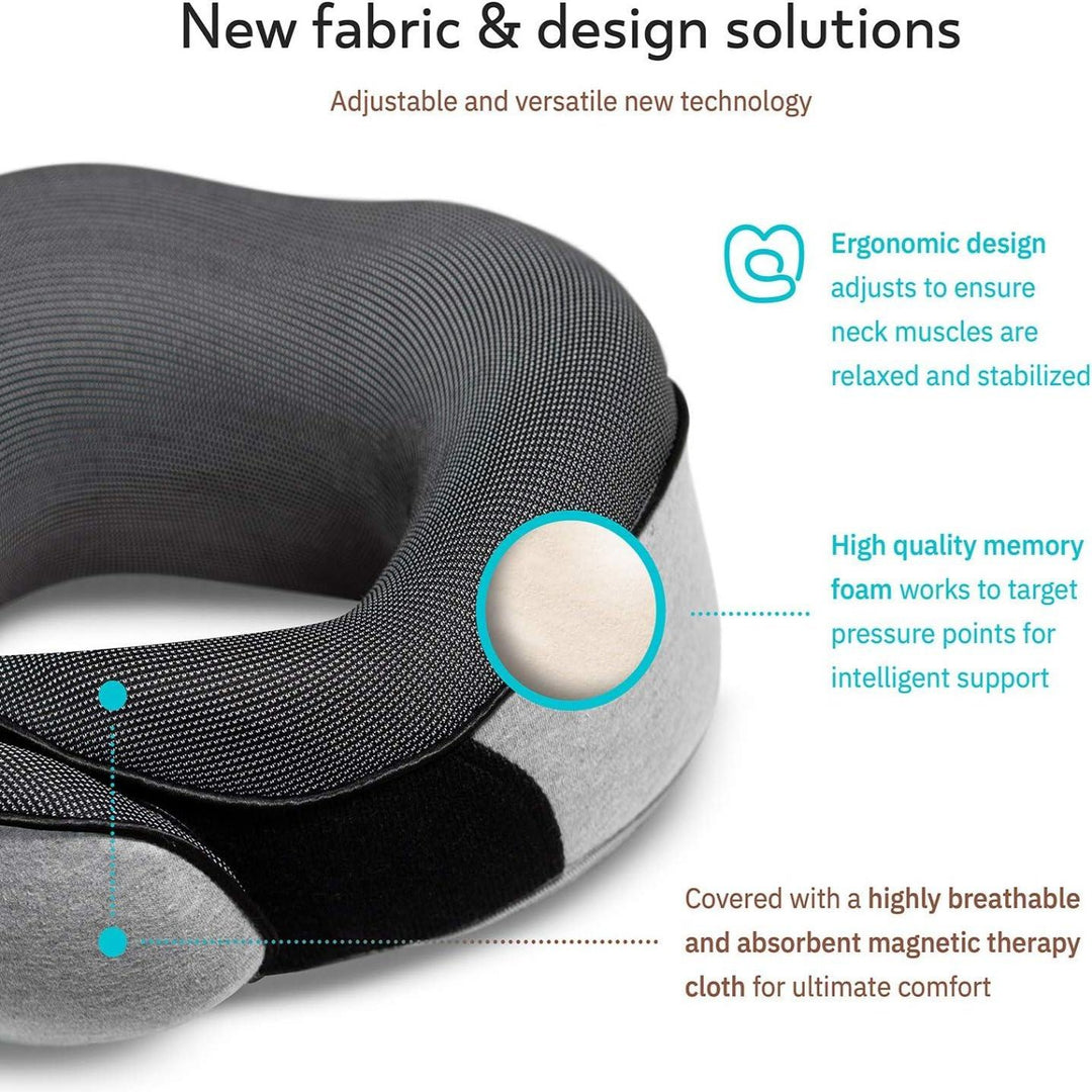 Travel Pillow 100% Pure Memory Foam Neck Pillow, Grey - BonVoyage