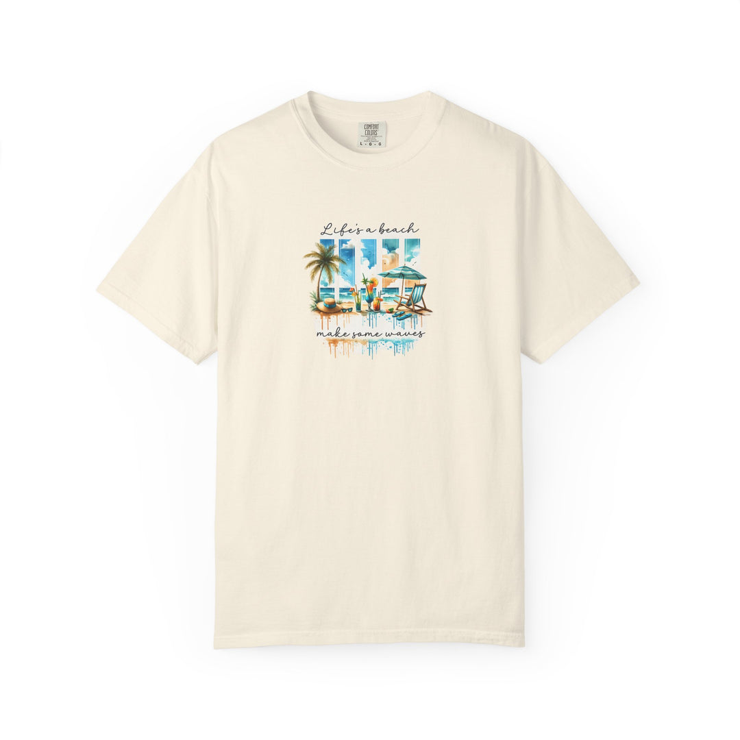 Beach Vibes T-Shirt — "Life's a Beach" Retro Palm & Surf Graphic