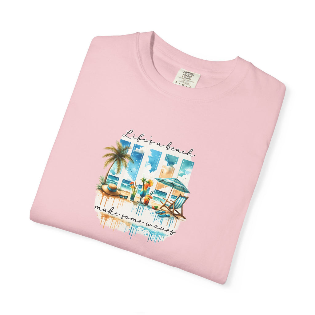 Beach Vibes T-Shirt — "Life's a Beach" Retro Palm & Surf Graphic