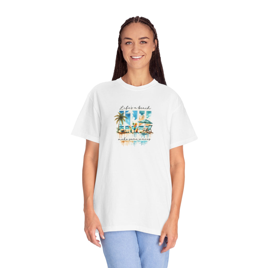 Beach Vibes T-Shirt — "Life's a Beach" Retro Palm & Surf Graphic
