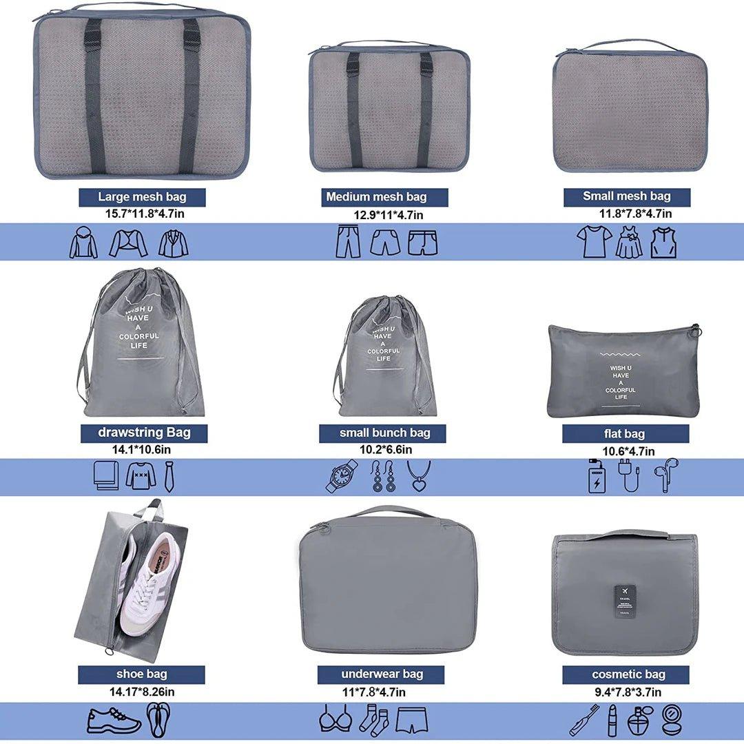 Travel Luggage Organizer 9pcs Set - BonVoyage