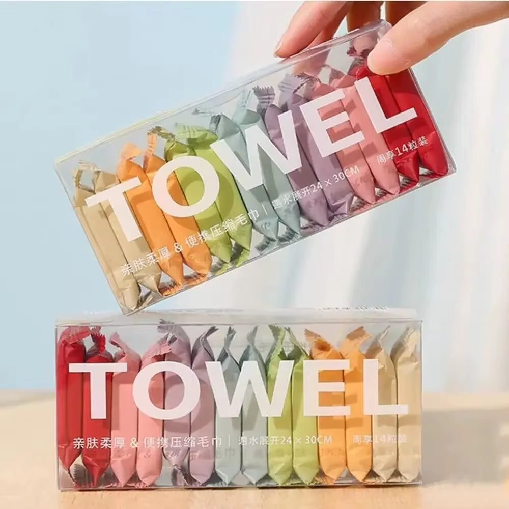 14Pcs Disposable Travel Towels, Thickened Compressed Face Cleansing