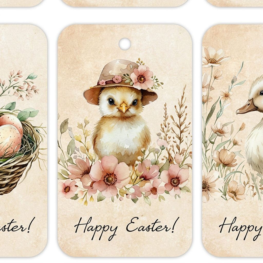 Easter Gift Tags – Cheerful Holiday Motifs with Hemp Rope