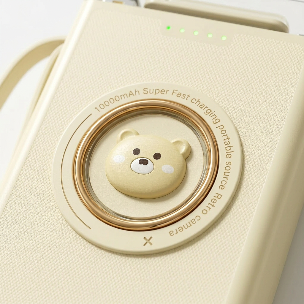 Portable Power Bank – Quick Charge & Built-in 4 Cables with LED Flashlight