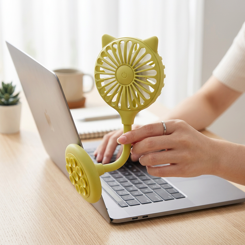 Cat Ear Suction Cup Fan – Portable Cooling Mini USB Plastic