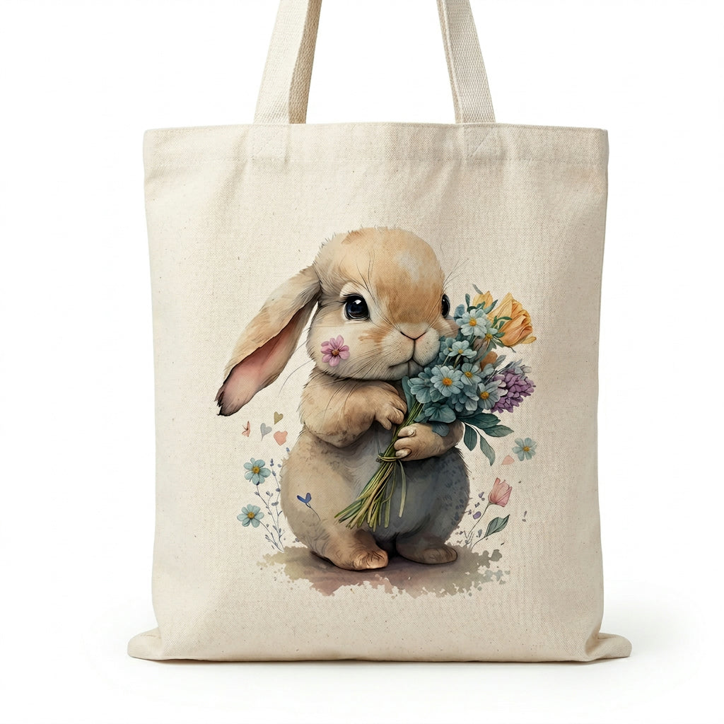 Easter Bunny Canvas Tote – Eco-Friendly Large Capacity Shoulder Bag