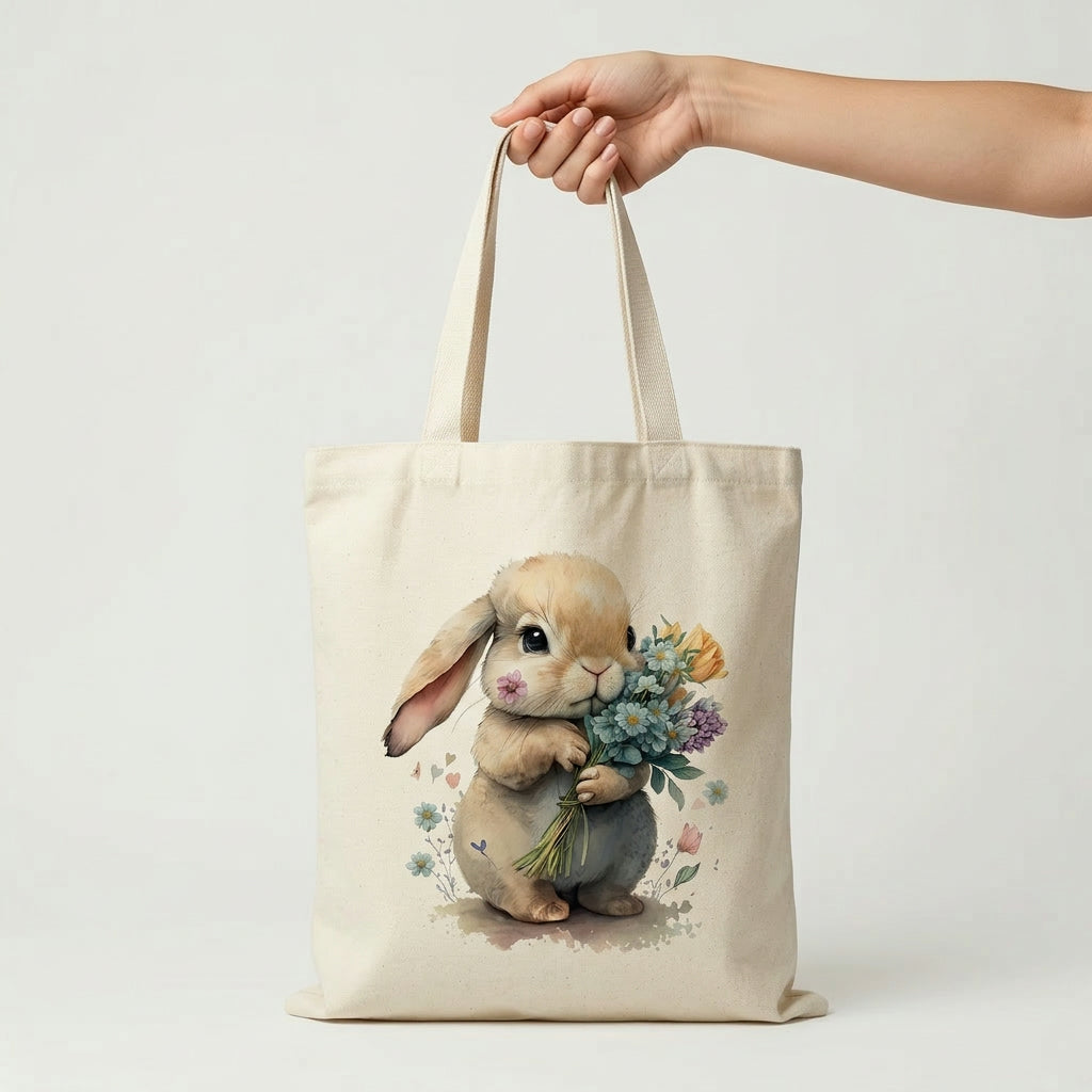 Easter Bunny Canvas Tote – Eco-Friendly Large Capacity Shoulder Bag