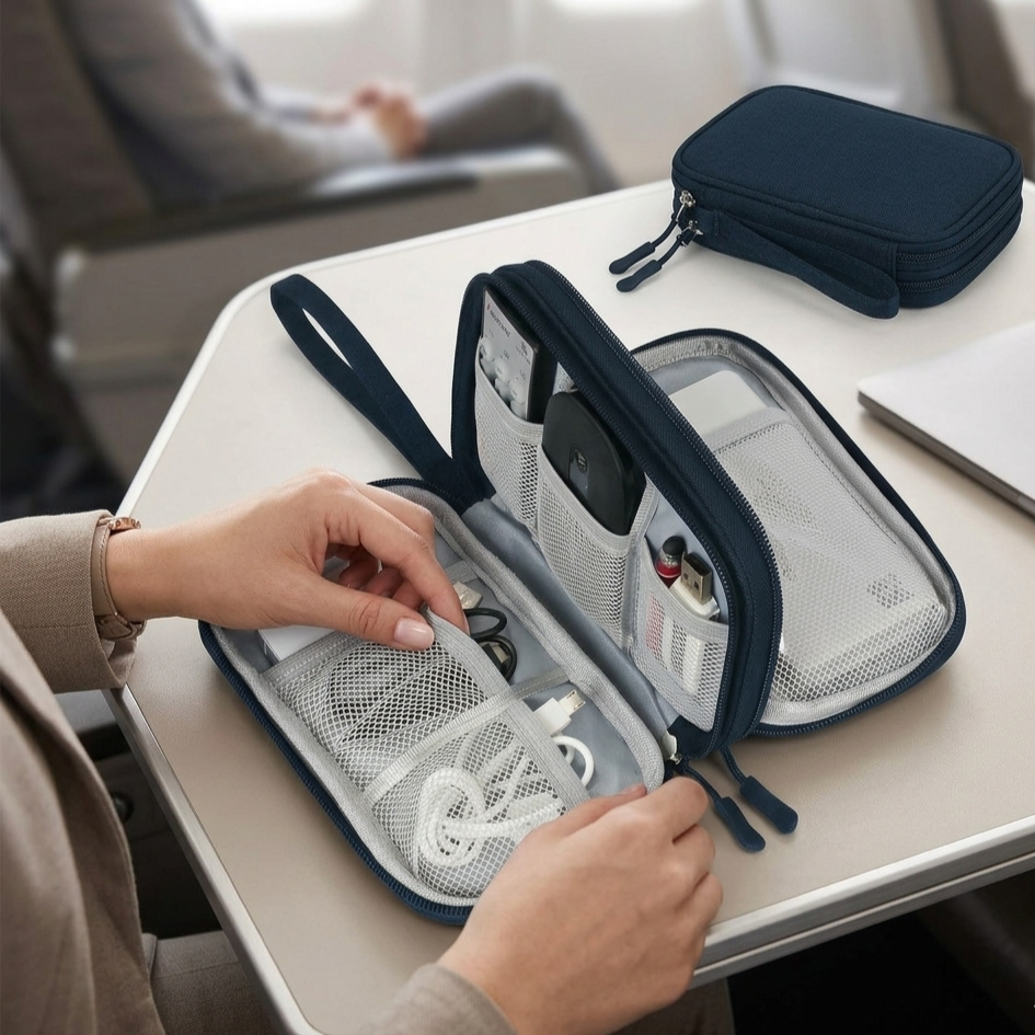 Electronics Organizer – Travel Storage Waterproof Double-Layer Case