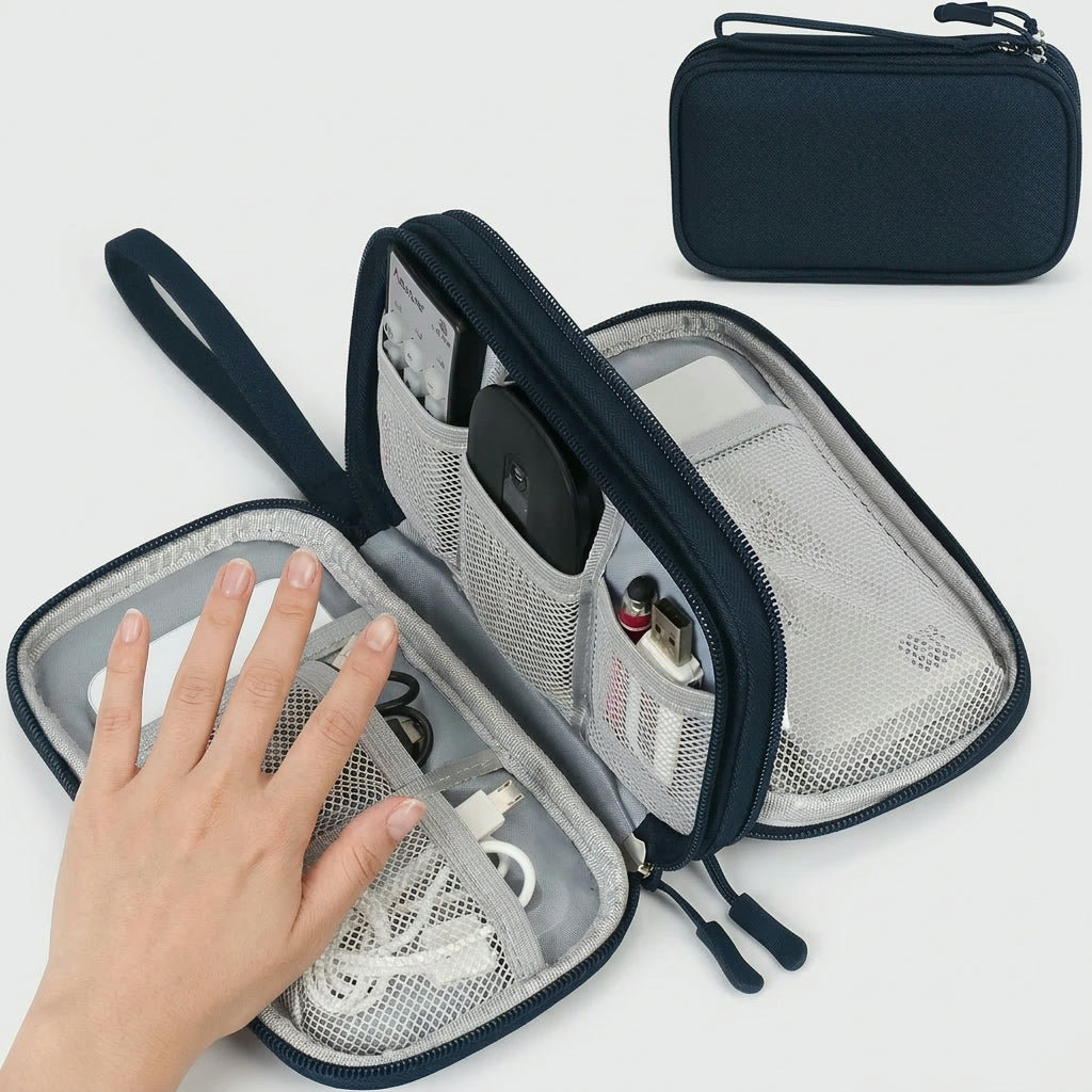 Electronics Organizer – Travel Storage Waterproof Double-Layer Case