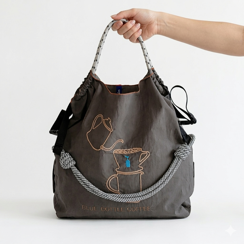 Vintage Embroidered Tote – Lightweight & Foldable Nylon Bag