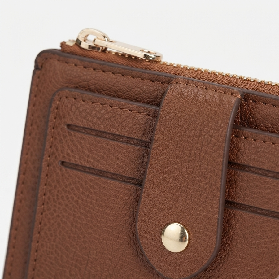 Slim Card Holder Wallet with Coin Pocket & PU Leather Design