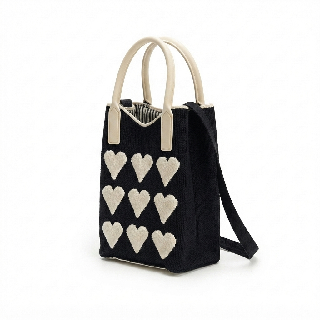 Heart Knit Crossbody Bag – Lightweight Style with Soft Woven Design