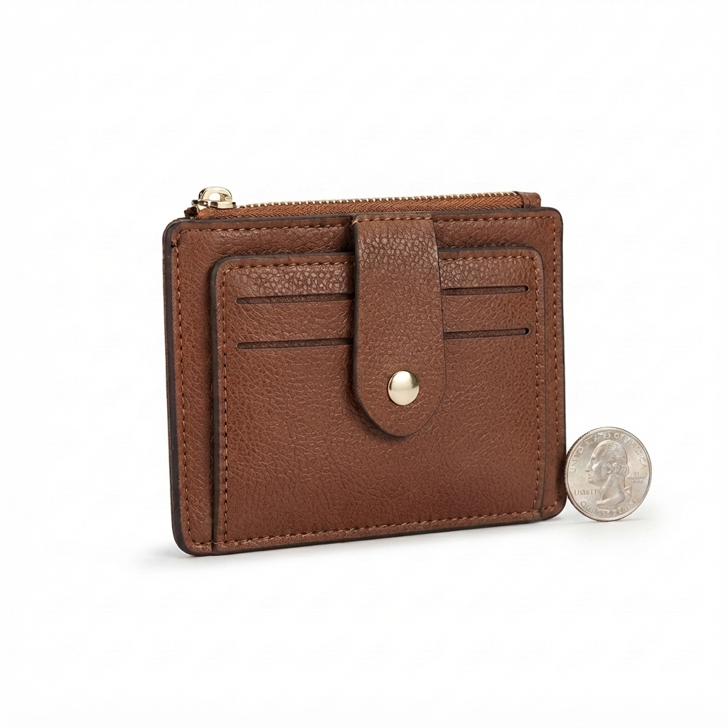 Slim Card Holder Wallet with Coin Pocket & PU Leather Design