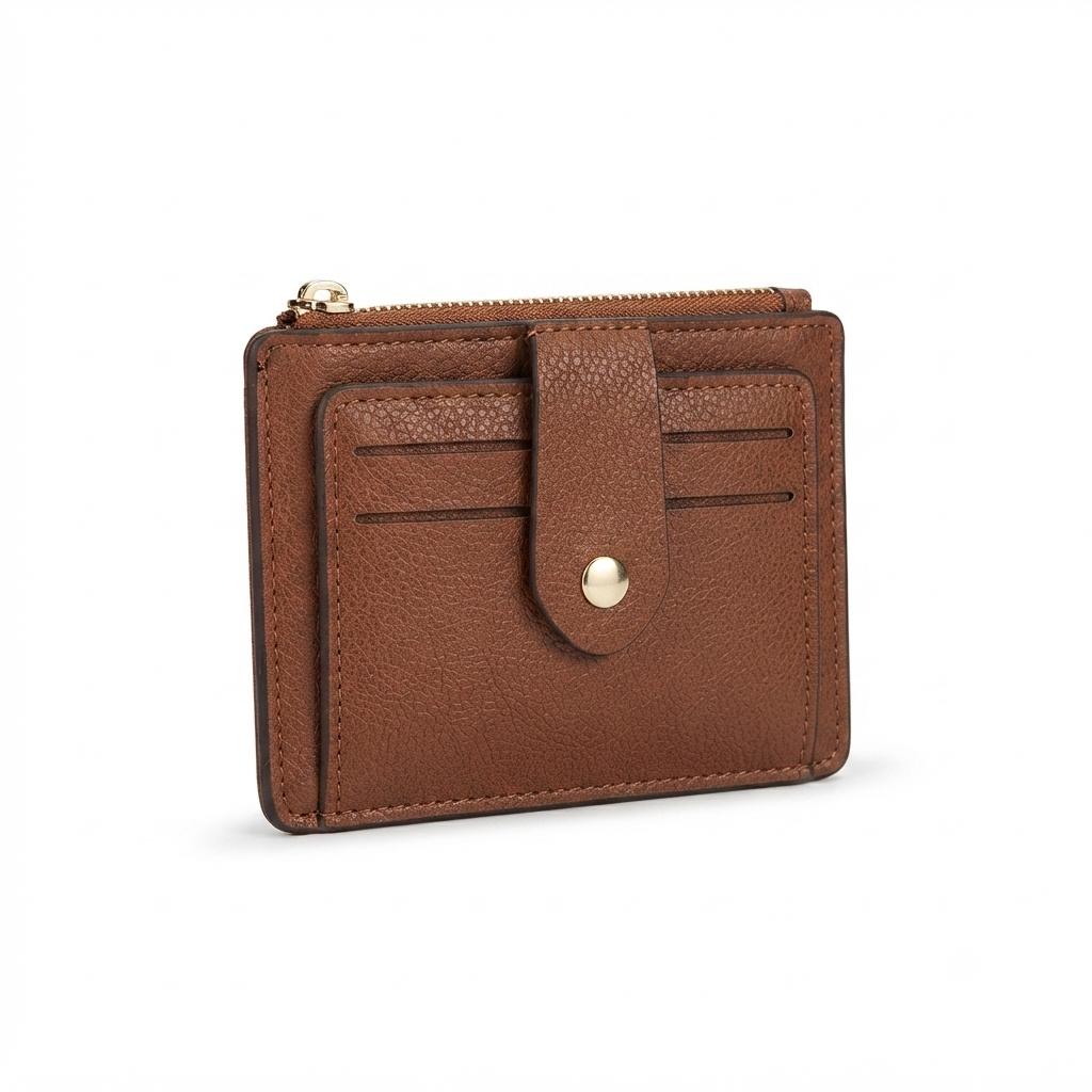 Slim Card Holder Wallet with Coin Pocket & PU Leather Design