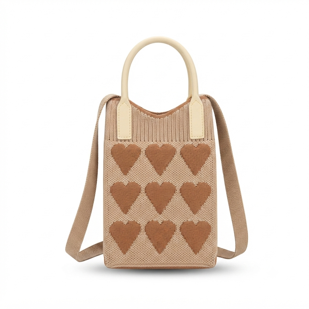 Heart Knit Crossbody Bag – Lightweight Style with Soft Woven Design
