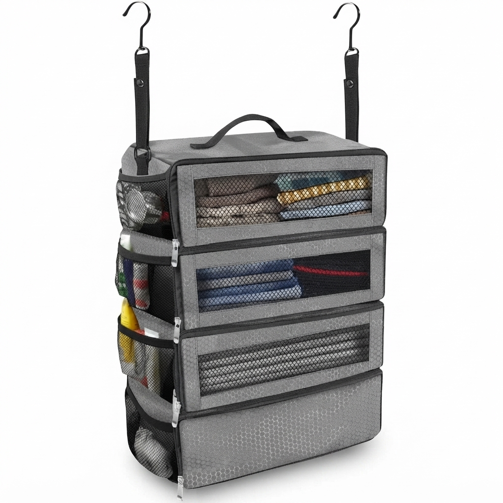 Hanging Packing Organizer for Easy Travel & Collapsible Storage Design