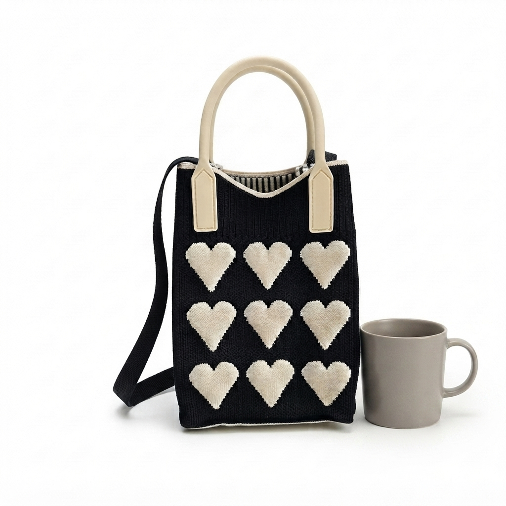 Heart Knit Crossbody Bag – Lightweight Style with Soft Woven Design