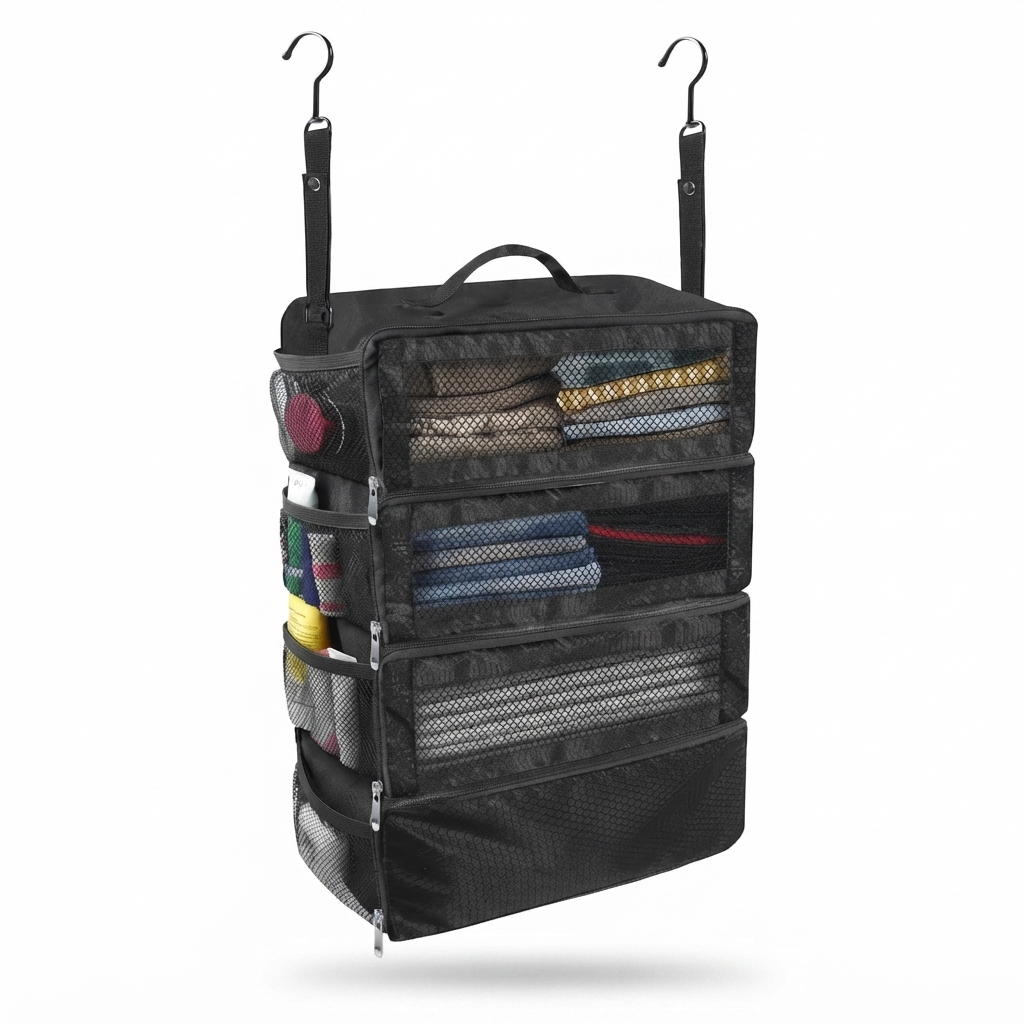 Hanging Packing Organizer for Easy Travel & Collapsible Storage Design