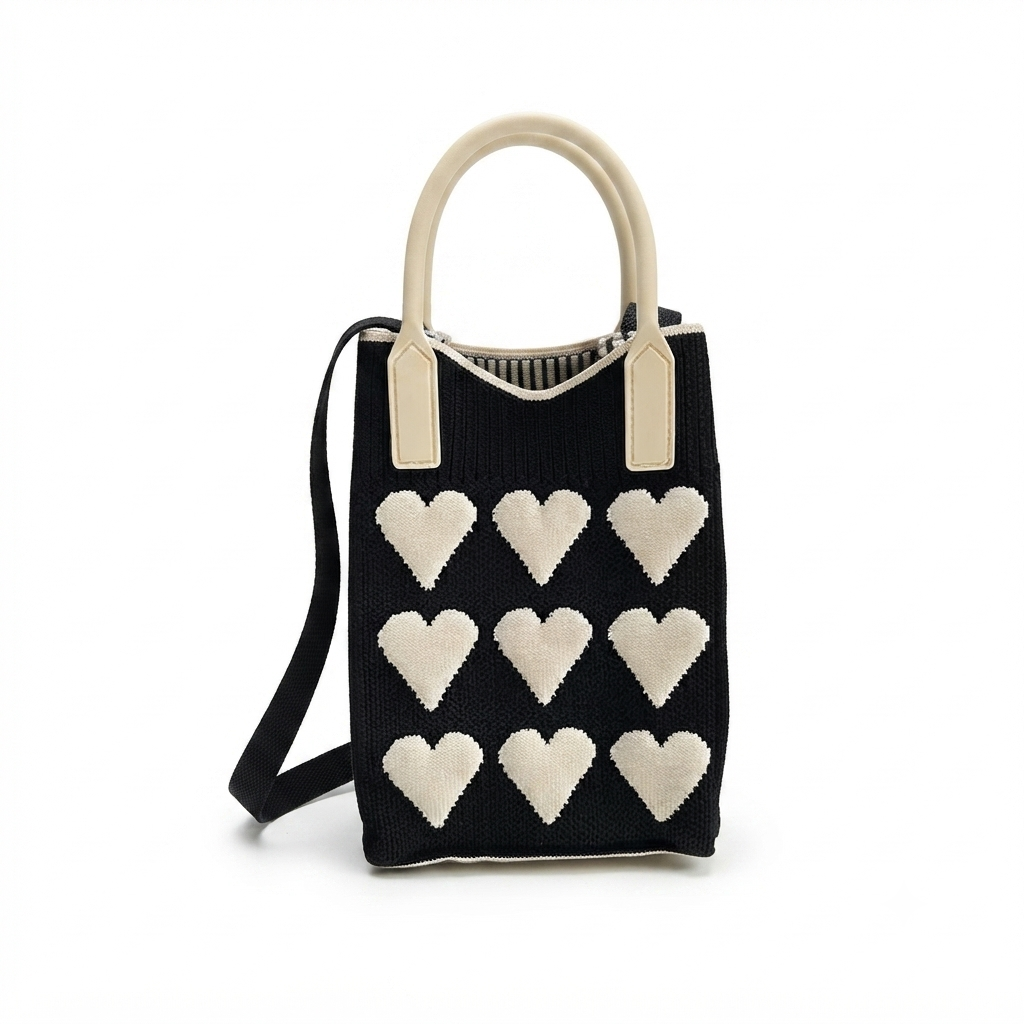 Heart Knit Crossbody Bag – Lightweight Style with Soft Woven Design