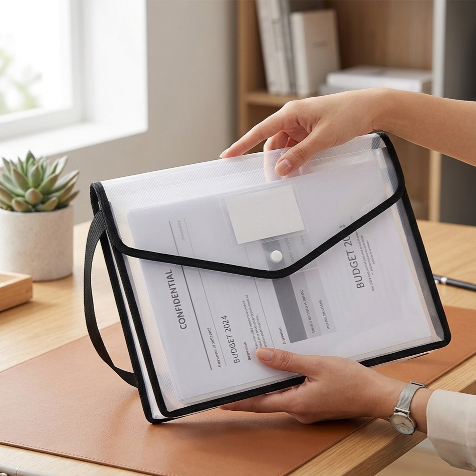 Large Waterproof A4 Folder – Secure Document Storage & Press Button Closure