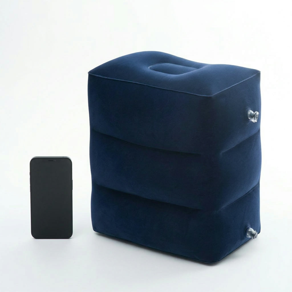 Inflatable Travel Footrest for Comfort – Adjustable Polyester Pillow