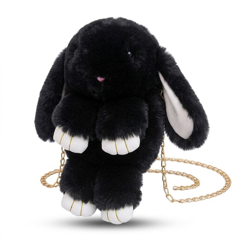 Plush Rabbit Crossbody Bag – Soft Faux Fur Comfort & Zipper Closure