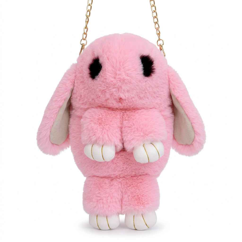 Plush Rabbit Crossbody Bag – Soft Faux Fur Comfort & Zipper Closure
