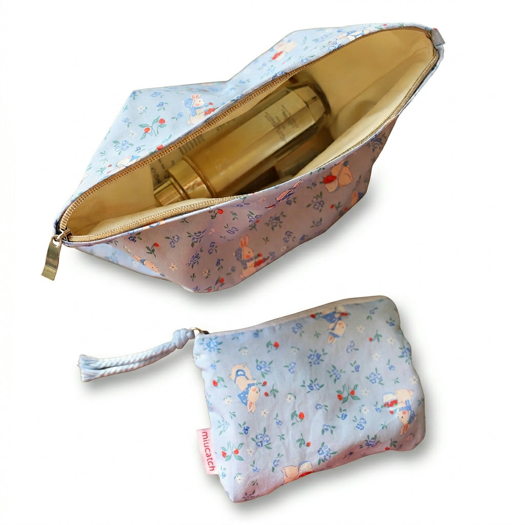 Rabbit Print Travel Cosmetic Bag – Large Capacity & Multifunctional Polyester