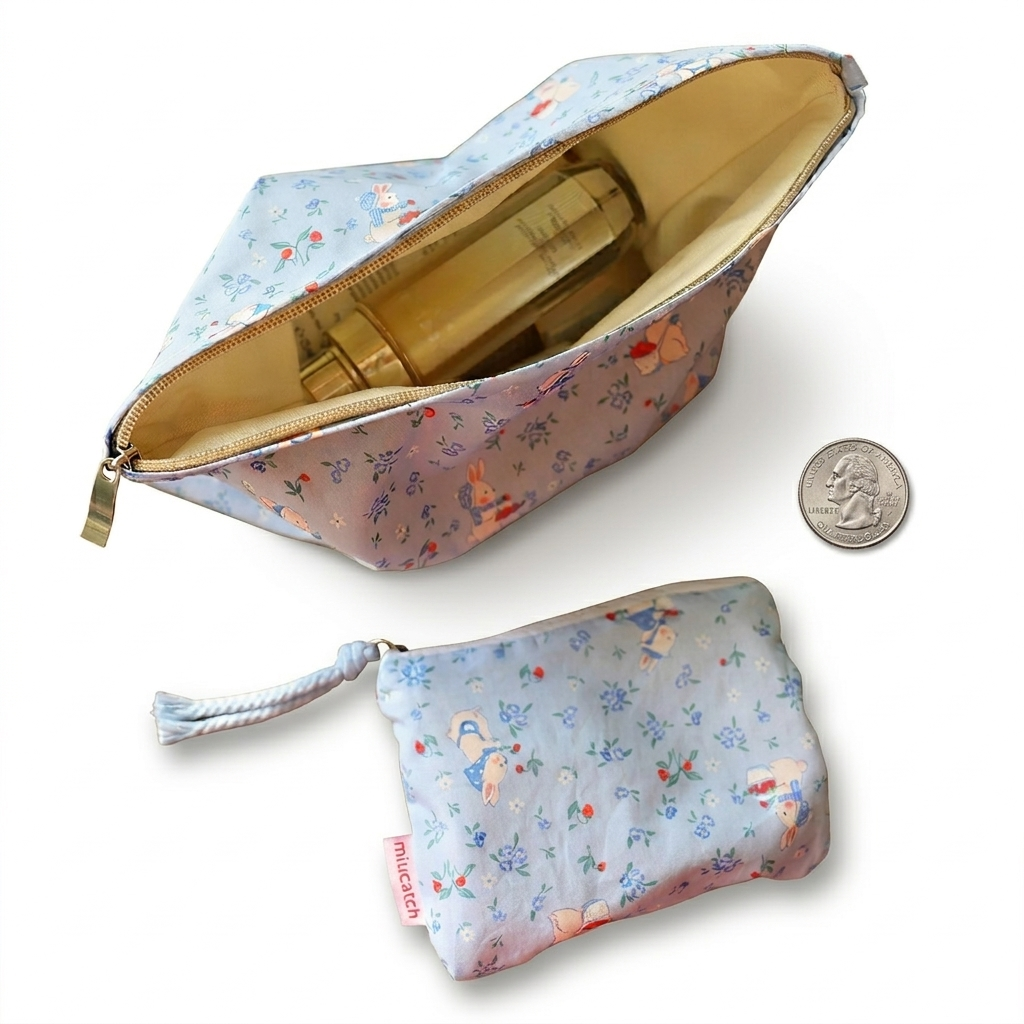 Rabbit Print Travel Cosmetic Bag – Large Capacity & Multifunctional Polyester