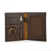 RFID Cow Leather Passport Wallet w/ Airtag & Card Slots