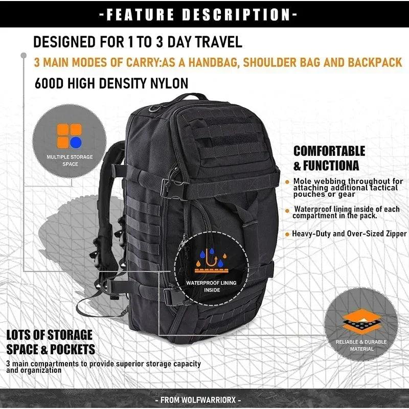 Tactical Duffel Bag - Waterproof, Adjustable Strap - BonVoyage