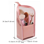 Load image into Gallery viewer, Foldable Waterproof Makeup Brush Holder Bag – Black/Pink
