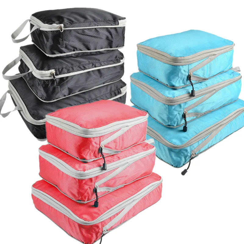 3pc Travel Packing Cubes Set Waterproof Nylon Organizer