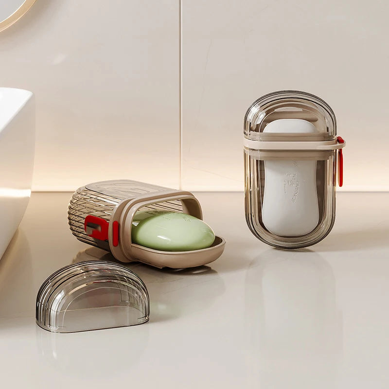 Portable Travel Soap Box with Lid, Sealed & Drainable