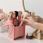 Load image into Gallery viewer, Foldable Waterproof Makeup Brush Holder Bag – Black/Pink
