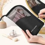 Load image into Gallery viewer, Foldable Waterproof Makeup Brush Holder Bag – Black/Pink
