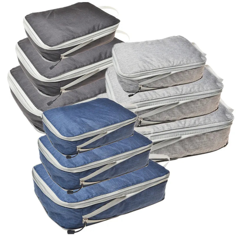 3pc Travel Packing Cubes Set Waterproof Nylon Organizer