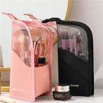 Load image into Gallery viewer, Foldable Waterproof Makeup Brush Holder Bag – Black/Pink
