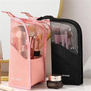 Foldable Waterproof Makeup Brush Holder Bag – Black/Pink