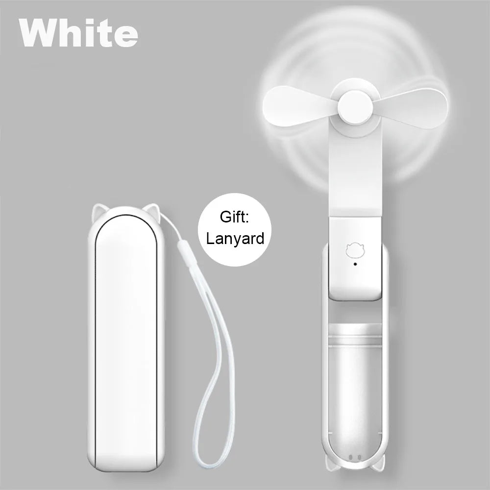 Mini USB Fan 2000mAh 3-Speed Foldable Pocket Power Bank