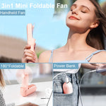 Load image into Gallery viewer, Mini USB Fan 2000mAh 3-Speed Foldable Pocket Power Bank
