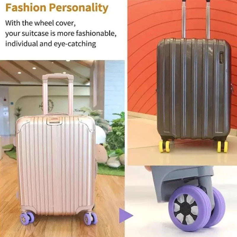 8Pcs Silicone Luggage Wheel Covers Suitcase Protector Set