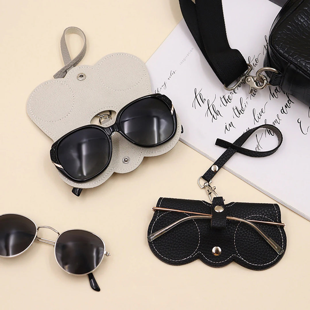 Litchi PU Leather Glasses Case – Cute Hanging Travel Bag