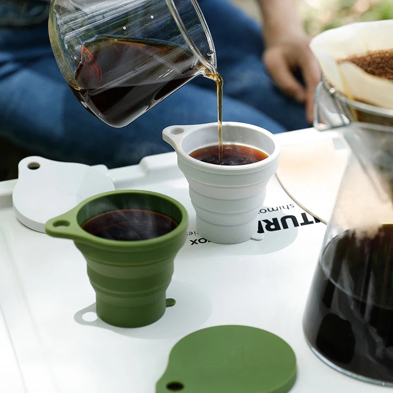 150ML Portable Silicone Folding Cup w/ Lid for Travel