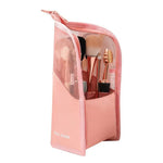 Load image into Gallery viewer, Foldable Waterproof Makeup Brush Holder Bag – Black/Pink

