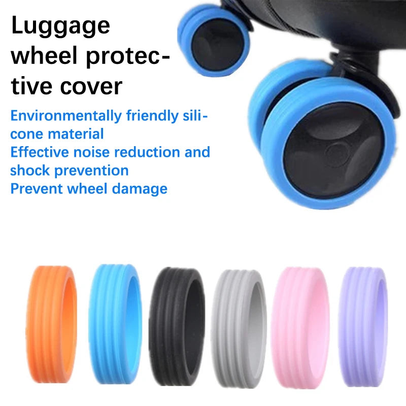 8Pcs Silicone Luggage Wheel Covers Suitcase Protector Set